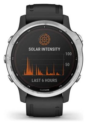 Garmin fenix 6S Solar GPS Reloj plateado con correa negra