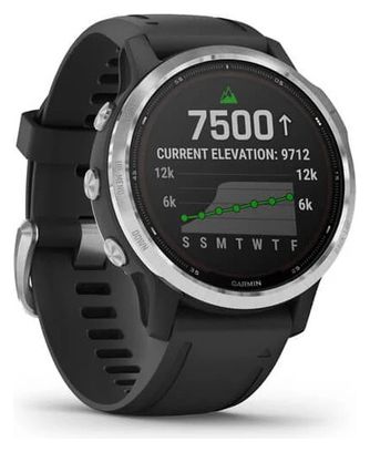Garmin fenix 6S Solar GPS Reloj plateado con correa negra