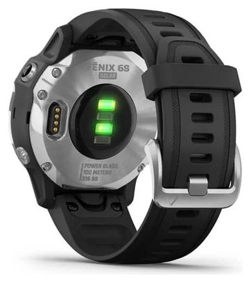 Garmin fenix 6S Solar GPS Reloj plateado con correa negra