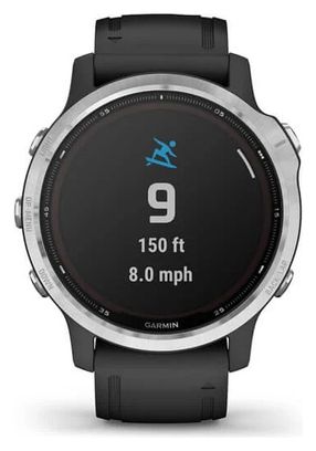 Garmin fenix 6S Solar GPS Reloj plateado con correa negra