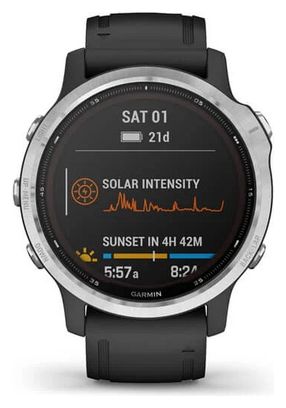 Garmin Fenix 6S Solar GPS Uhr Silber mit schwarzem Band