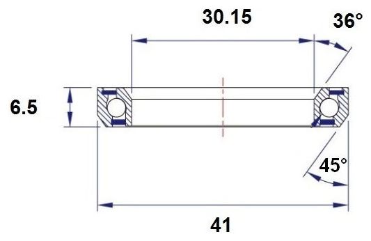 Roulement de Direction Black Bearing B3 30.15 x 41 x 6.5 mm 36/45°