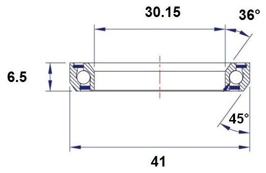 Black Bearing B3 Steering Bearing 30,15 x 41 x 6,5 mm 36/45°