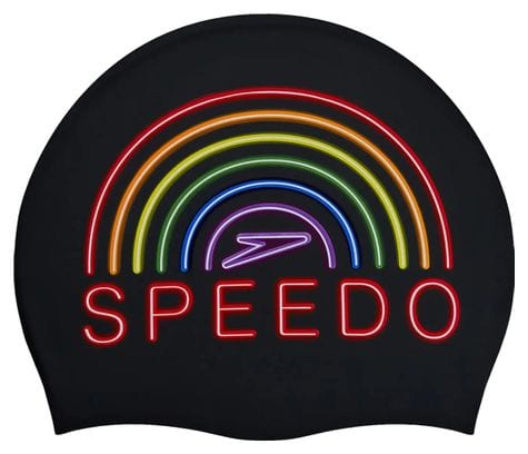 Gorro de natación de silicona estampado Speedo Negro/Multicolor