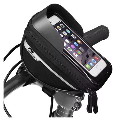 Sac De Guidon Amovible Vélo Avec Support Pour Téléphone Noir