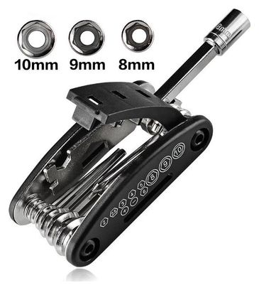 Outil multifonction 16 en 1 Rockbros GJ1601 pour réparation de vélo - Noir
