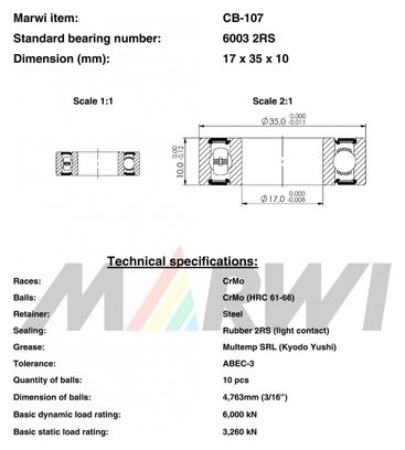 LAGER 6003 2RS 17x35x10 CB107 CB-107.