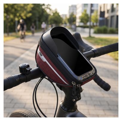 Sac De Guidon Amovible Vélo Avec Support Pour Téléphone Rouge