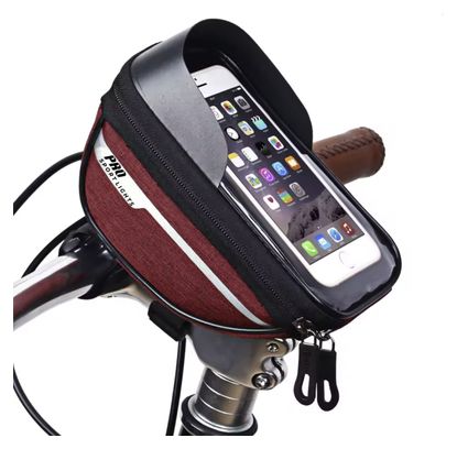 Sac De Guidon Amovible Vélo Avec Support Pour Téléphone Rouge