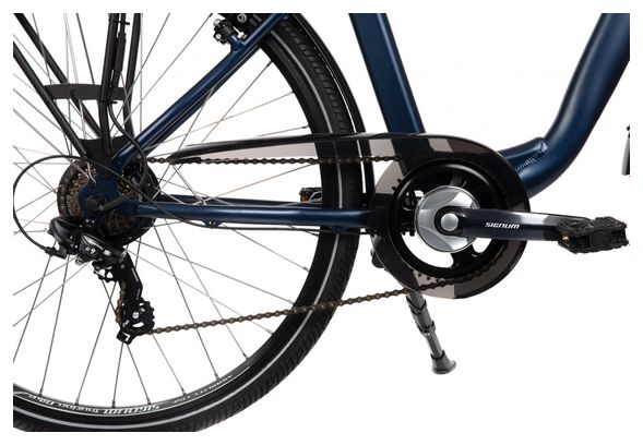 Vélo de Ville Électrique Mixte Bicyklet Claude Shimano Tourney 7V 500 Wh 700 mm Bleu Nuit Mat Marron T.48 167/185cm - Produit Reconditionné