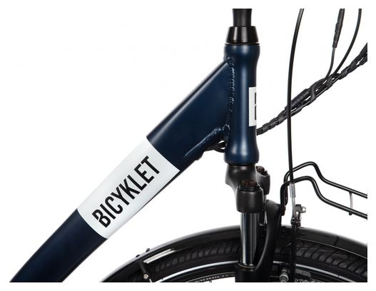 Vélo de Ville Électrique Mixte Bicyklet Claude Shimano Tourney 7V 500 Wh 700 mm Bleu Nuit Mat Marron T.48 167/185cm - Produit Reconditionné