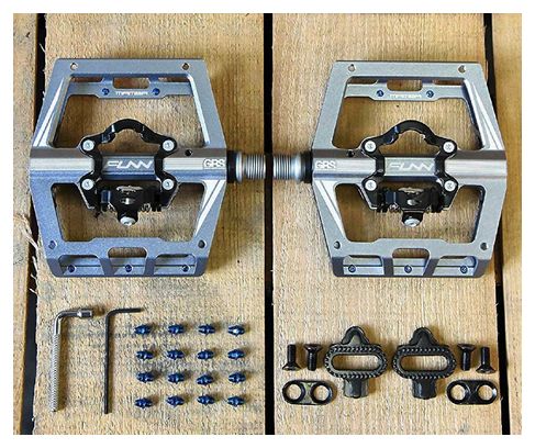 Pair of Funn Mamba GRS Single Side SPD Semi-Automatic Pedals with Cages Black