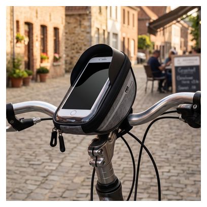 Sac De Guidon Amovible Vélo Avec Support Pour Téléphone Gris