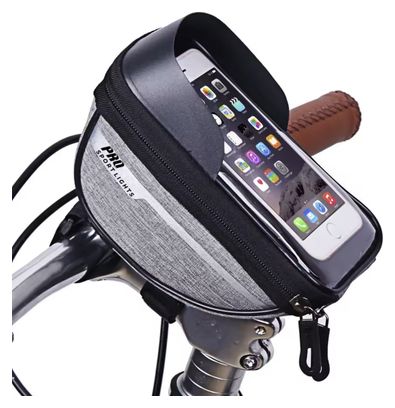 Sac De Guidon Amovible Vélo Avec Support Pour Téléphone Gris