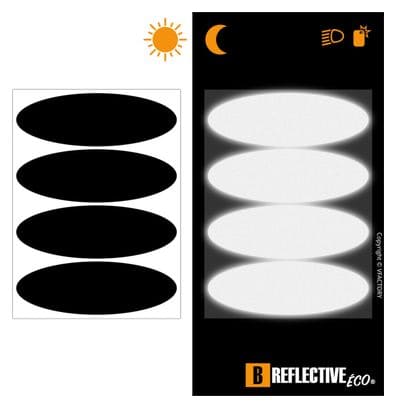 B REFLECTIVE Eco OVAL  (Lot de 2) Kit 4 autocollants réfléchissants  8 5 x 2 7 cm  Noir