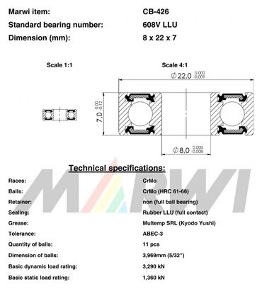 ROULEMENT MAX 608V LLU 8x22x7 CB426 CB-426.