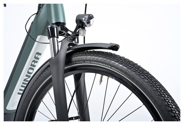 Winora Sinus R8Ef Wave Shimano Nexus Strap 8V 500 Wh 650b Grijs Blauw 2023 Elektrische Stadsfiets