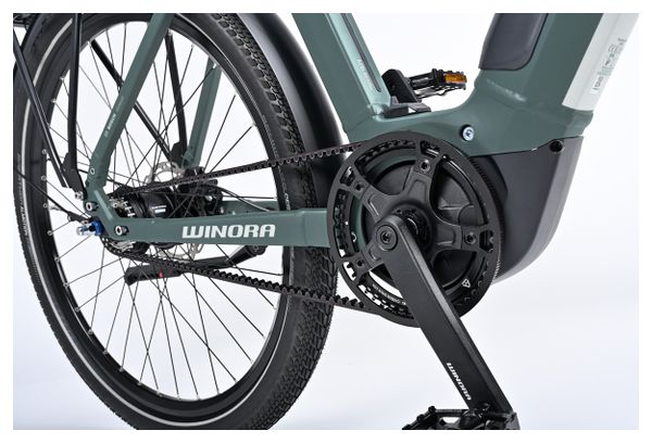 Winora Sinus R8Ef Wave Shimano Nexus Strap 8V 500 Wh 650b Grijs Blauw 2023 Elektrische Stadsfiets