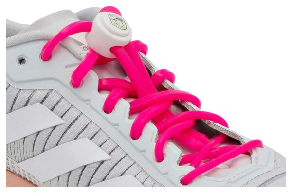 Lacets élastiques pour le running - silicone - rose fluo