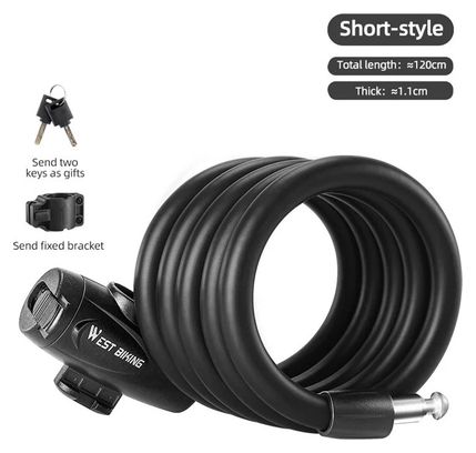 Antivol de Vélo  1 2m - Câble Acier Antivol - noir