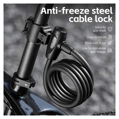 Antivol de Vélo  1 2m - Câble Acier Antivol - noir