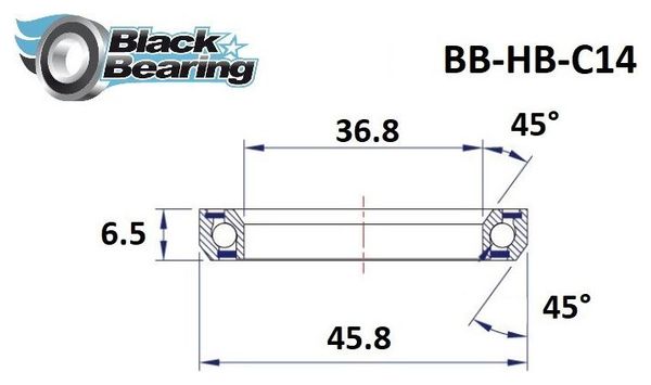 Black bearing - C14 - Roulement de jeu de direction 36.8 x 45.8 x 6.5 mm 45/45°