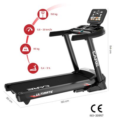 Tapis de course - CARE - ULTIMATE - 20km/h inclinable et connecté