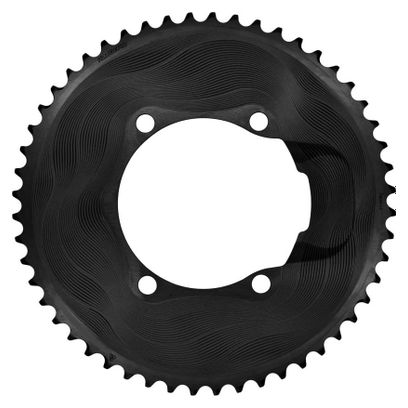 Chainring Alugear Round Aero 110 BCD 4b Asymmetrical Shimano 2x12 Speed Black
