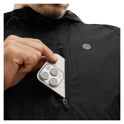 Veste coupe-vent fitness homme Grand Marathon Noir