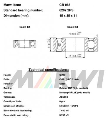 Lager 6202 2RS 15x35x11 CB088 CB-088.