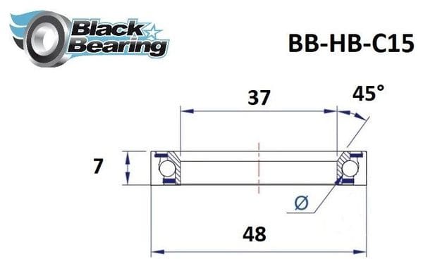 Black bearing - C15 - Roulement de jeu de direction 37 x 48 x 7 mm 45/90°