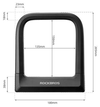 Antivol de vélo  ROCKBROS Haute Sécurité en Acier Allié - noir
