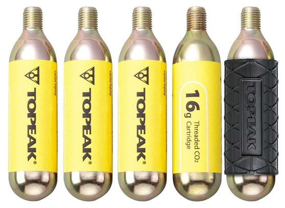 Cartouche co2 Topeak 16g Threated (5 pieces w/ 1 cover)