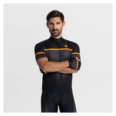 Maillot Manches Courtes Velo Rogelli Hero II - Homme - Orange/Noir/Gris