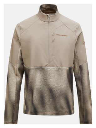 Peak Performance Freelight AOP Polartec Alpha fleece met halve rits, beige, heren