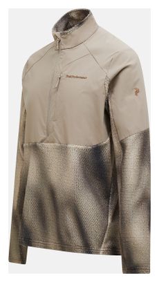 Peak Performance Freelight AOP Polartec Alpha fleece met halve rits, beige, heren