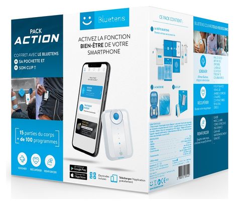 Electroestimulador Bluetens Pack Action + 1 Estuche + 1 Clip Cinturón