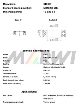RODILLO MR15268 2RS 15x26x8 CB084 CB-084.
