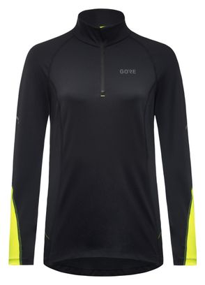Maglia a maniche lunghe Gore Wear M Mid Zip Donna Giallo Fluorescente/Nero