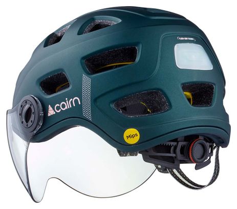 Casque Urbain Cairn Quartz Visor Led Usb Mips Bleu Metallique
