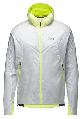 Gore Wear R5 Gore Tex Infinium Waterproof Running Hooded Jacket White Fluorescent Yellow Alltricks