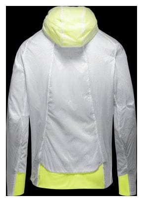 Veste à capuche Running imperméable Gore Wear R5 Gore-Tex Infinium Blanc/Jaune Fluo