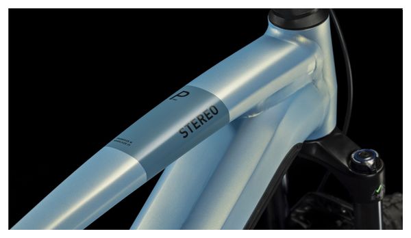 Cube Stereo Hybrid 120 Pro 625 Suspensión total eléctrica MTB Shimano Deore 12S 625 Wh 29'' Sage Azul metalizado 2024