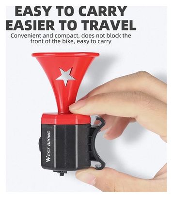 Sonnette de vélo à son d'avertissement 90 dB rechargeable par USB
