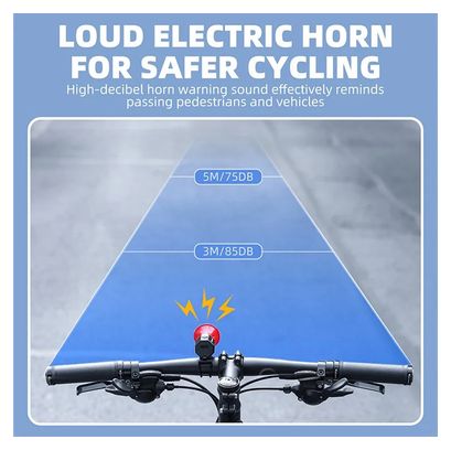 Sonnette de vélo à son d'avertissement 90 dB rechargeable par USB