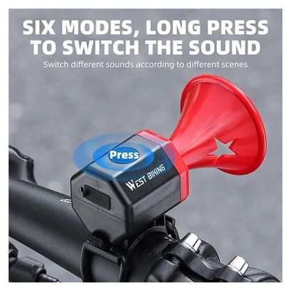 Sonnette de vélo à son d'avertissement 90 dB rechargeable par USB