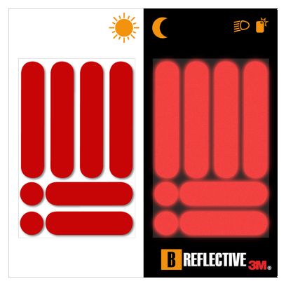 B REFLECTIVE 3M® E-RIDE STANDARD™  Kit de stickers réfléchissants colorés pour 2 Trottinettes  Gyroroues et autres EDPM  3M Technology™  rouge rubis