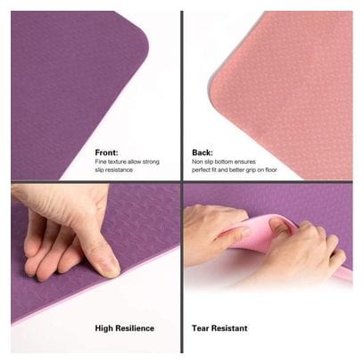 Tapis de Yoga Tapis de Sport Tapis Fitness avec Un Sangle 183 x 61 x 0 6 cm Violet rose