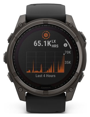 Montre GPS Garmin Fénix 8 Solar - 51 mm Sapphire Titane Carbon Gray DLC avec Bracelet en Silicone Noir Gris