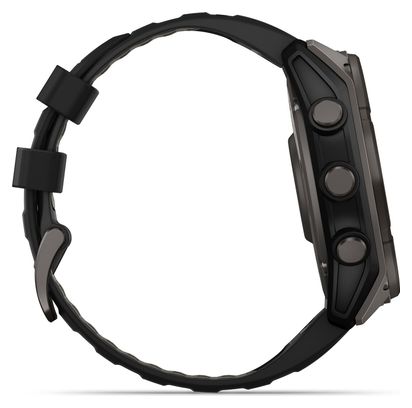 Montre GPS Garmin Fénix 8 Solar - 51 mm Sapphire Titane Carbon Gray DLC avec Bracelet en Silicone Noir Gris